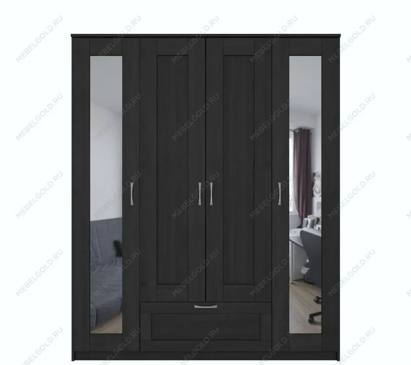 БРИМНЭС / СИРИУС Шкаф ИКЕА / IKEA комбинированный 4 двери и 1 ящик Дуб Венге (с 2 зеркалами) | изображение 1