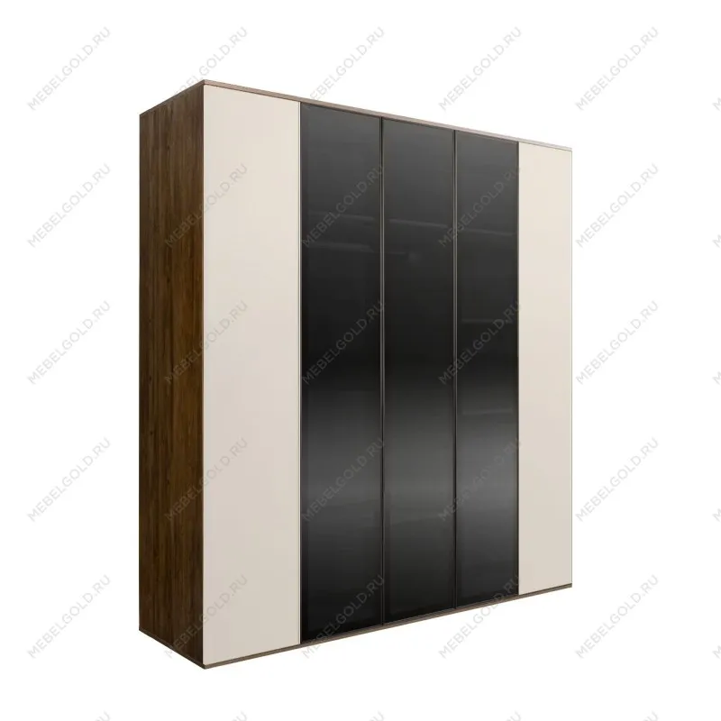 Шкаф 5-ти дв. Bogemia Woodline Air (Слоновая кость/Черный) БМШ2/5(3)