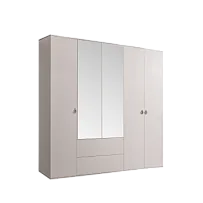 Шкаф 5-ти дверный с зеркалом, с ящиками Римини (Слоновая кость/Серебро) РМШ1/51