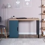 ИНГАР 2/ДВ/T стол письменный 140x75x55, дуб беленый/серо-бирюзовый/черный | изображение 3