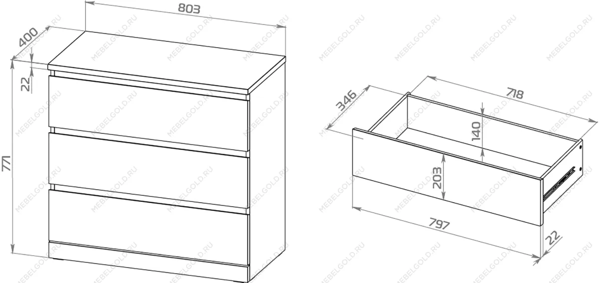 МАЛЬМ / VARMA Комод ИКЕА / IKEA 3 80х77х40, серый | изображение 4