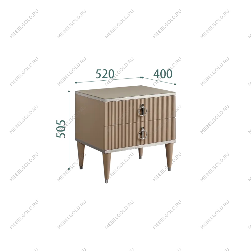 Тумба прикроватная 2 ящика Римини СОЛО (Мокка/Серебро) РМТП-2(s)