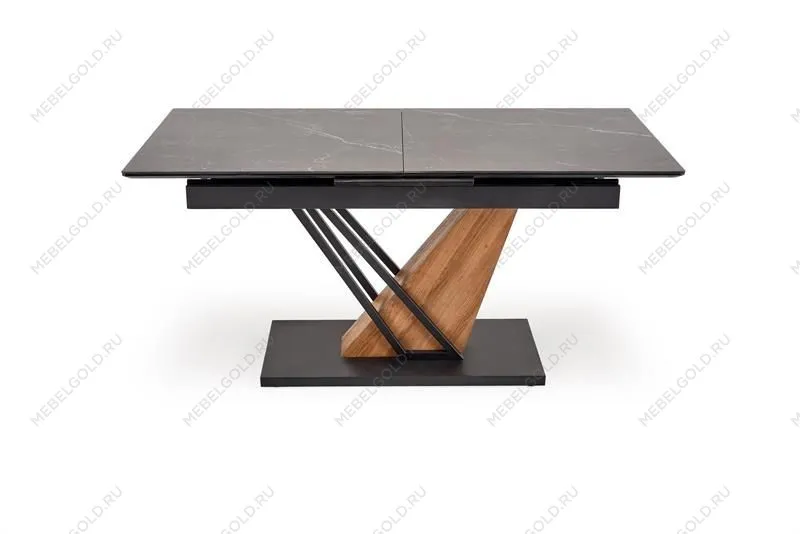 Стол обеденный Halmar VOLANT 140 (черный мрамор/дуб золотой) | изображение 5