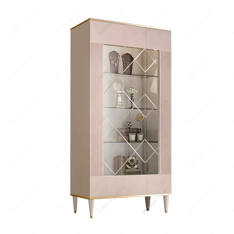 Витрина 2-ств. Римини СОЛО (Латте/Золото) (Левая) РМВ2-2С(s)