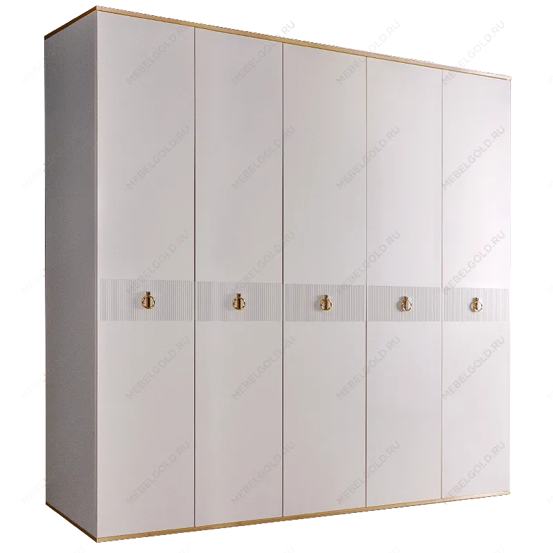 Шкаф 5-ти дверный Римини СОЛО (Белый/Золото) РМШ2/5(s)