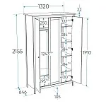 Шкаф распашной Сага, 3 двери, 132х64х215 см, белый/ясень | изображение 10