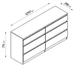 Комод Кастор, 6 ящиков, 129х40х71 см, дуб сонома | изображение 18
