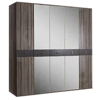 Шкаф 5-ти дверный с зеркалом Римини СОЛО (Орех империя/Золото) РМШ1/5(s)