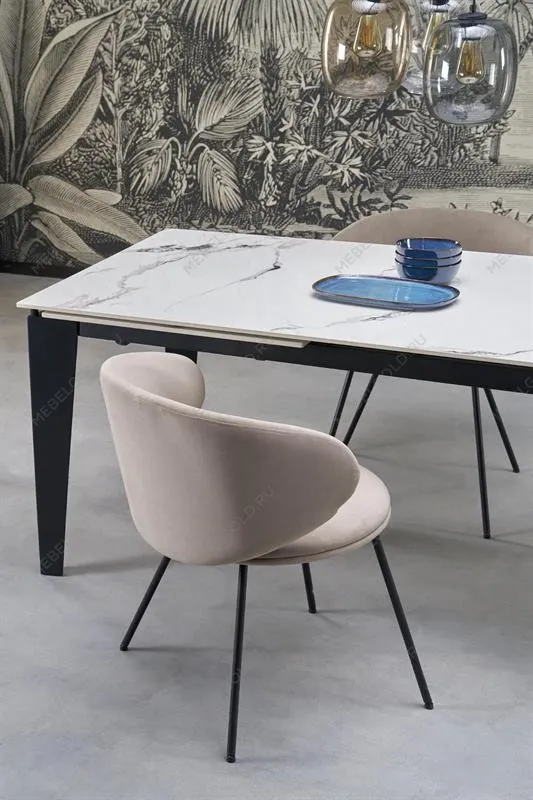 Стол обеденный Halmar FELIX раскладной (белый мрамор/черный) | изображение 16