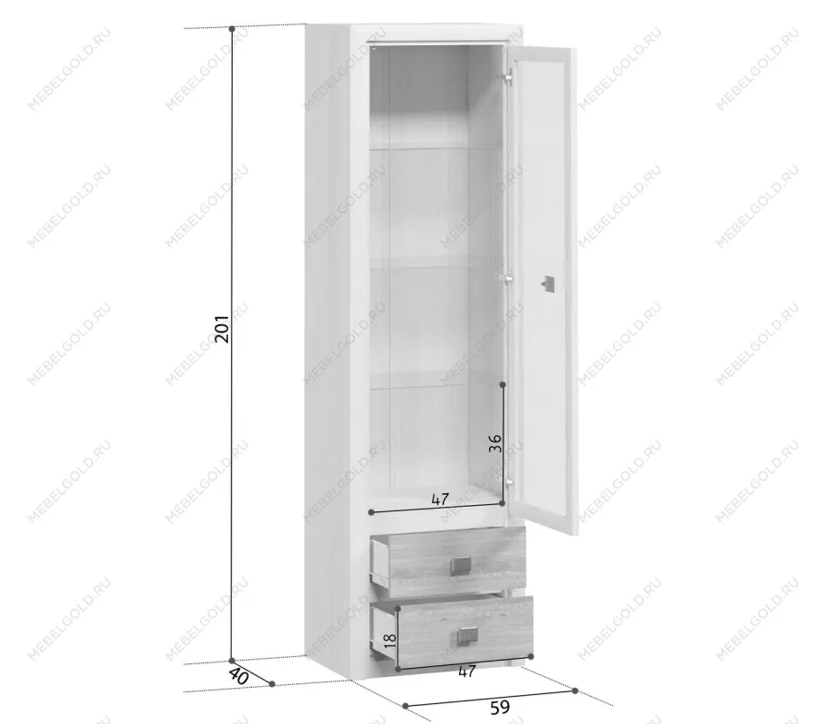 Витрина Коен REG1W2S ясень снежный | изображение 2