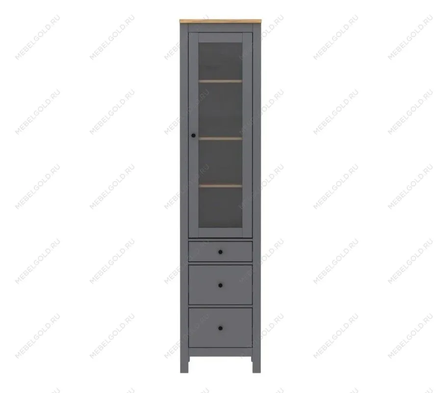 САГА шкаф с витриной 50 серый/ясень | изображение 1