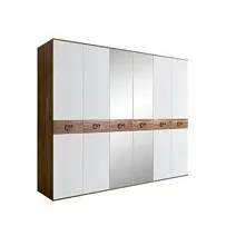 Шкаф 6-ти дв. с зеркалами Bogemia Woodline Wood Fi (Белый/Хром) БМШ1/6(Wo)