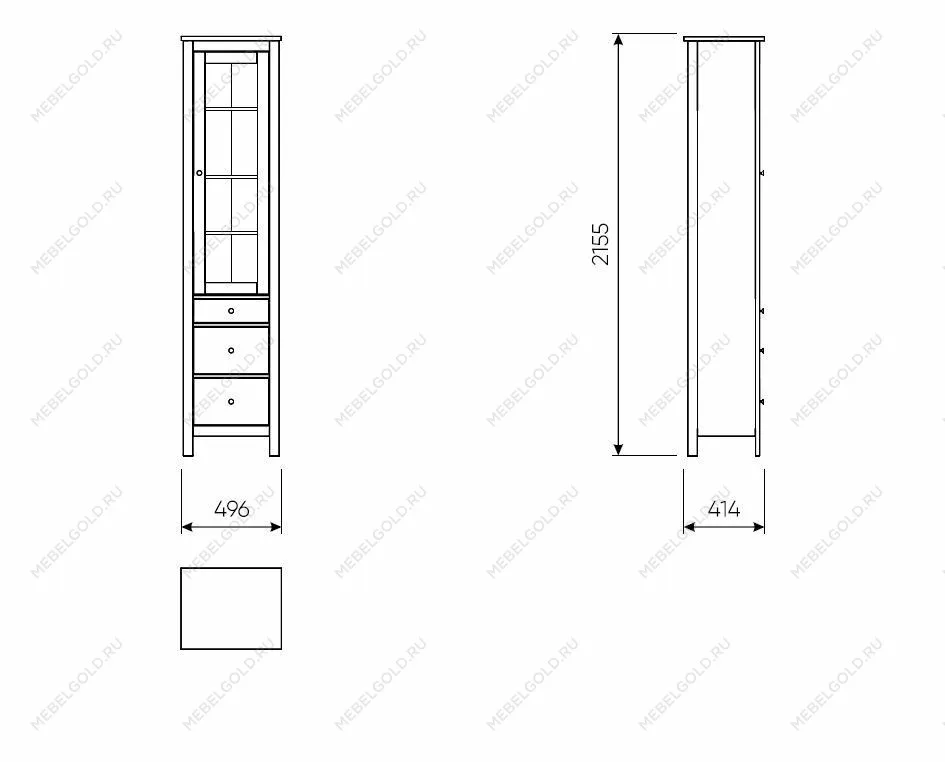 Шкаф с витриной Сага, 50х41х215 см, белый | изображение 17