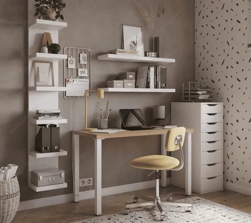 ИНГАР стол письменный ИКЕА / IKEA 1/ТТ 120x75x55, дуб беленый/белый | изображение 3