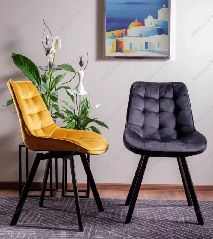 Стул кухонный Signal MONTI Velvet Bluvel 68 поворотный (карри/черный, поворотный) | изображение 5