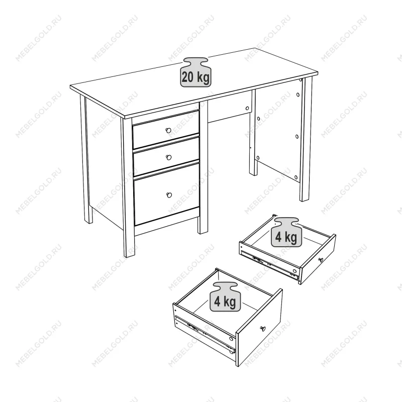 САГА стол письменный 120х56 белый | изображение 2