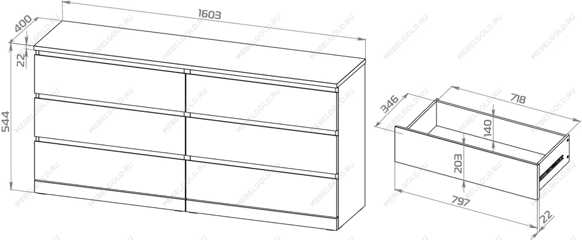 МАЛЬМ / VARMA Комод ИКЕА / IKEA 6D 160х77х40, серый | изображение 4