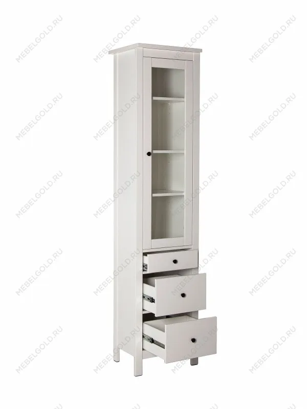 Шкаф с витриной Сага, 50х41х215 см, белый | изображение 4