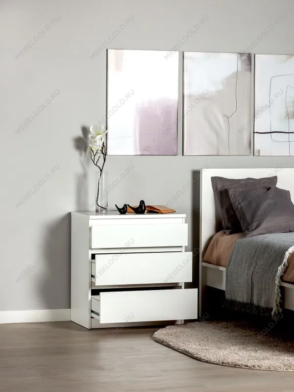 Комод Кастор, 3 ящика, 65х40х71 см, белый | изображение 4