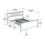 САГА кровать двойная 160х200 серая | изображение 1