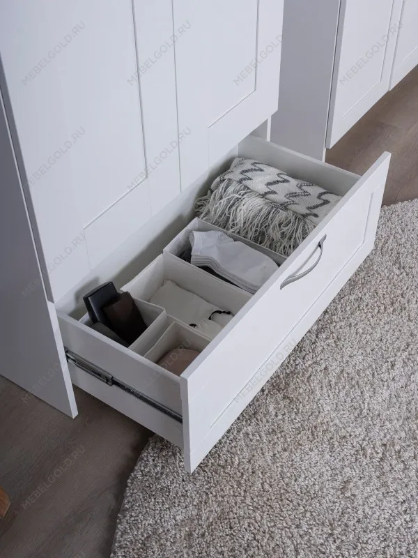 Шкаф Сириус узкий, с выдвижной вешалкой, 2 двери и 1 ящик, 78х41х190 см, белый | изображение 5