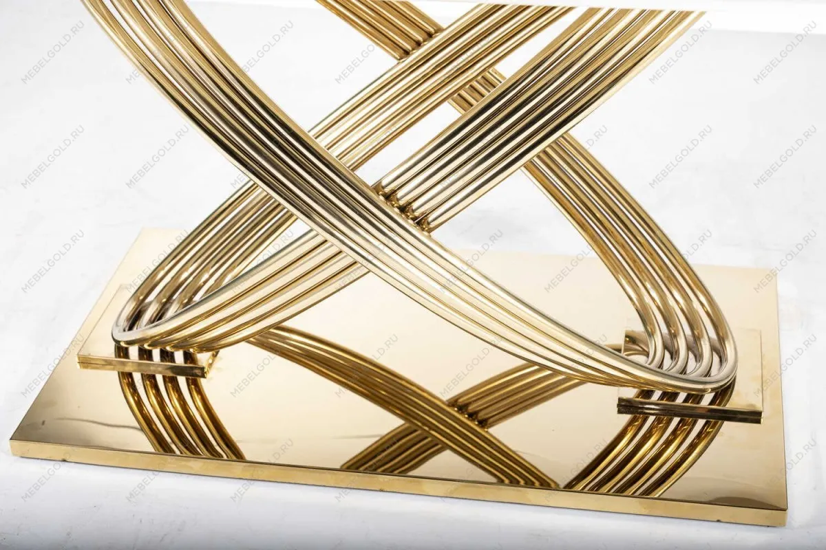 Стол обеденный Signal HERMES (эффект белого мрамора/золотой) | изображение 2