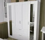 БРИМНЭС / СИРИУС Шкаф ИКЕА / IKEA комбинированный 4 двери и 1 ящик белый (с 2 зеркалами) | изображение 5