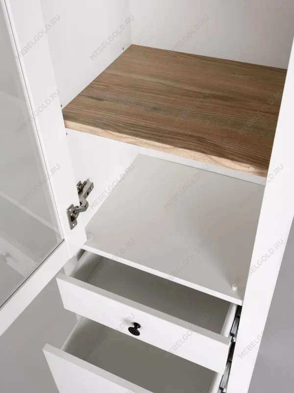 Шкаф с витриной Сага, 50х41х215 см, белый/ясень | изображение 4