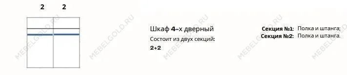 Шкаф Патрисия 4-дверный (2+2) с зеркалом караваджо глянец | изображение 2