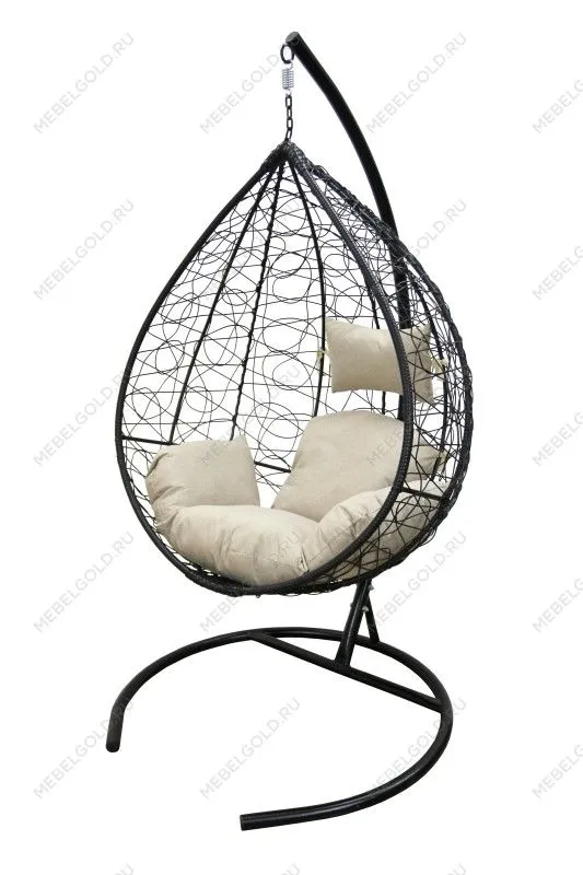 Кресло подвесное Сфера арт.CN800-2024 (стойка+основание.черн.,корзн.черн.,подуш.беж. (М)) | изображение 9