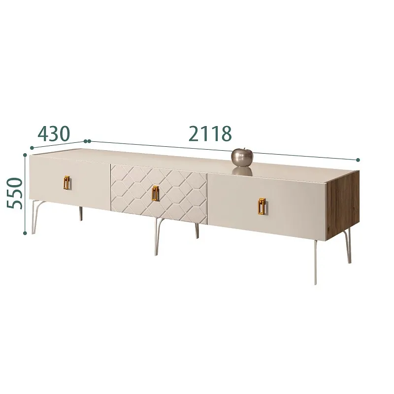 Тумба телевизионная 2.1м Bogemia Woodline Fa (Ваниль) (Lakobel/Золото) БМТ-2[10]