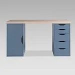 ИНГАР 2/5/ДВ стол письменный 140x75x55, дуб беленый/серо-бирюзовый | изображение 1