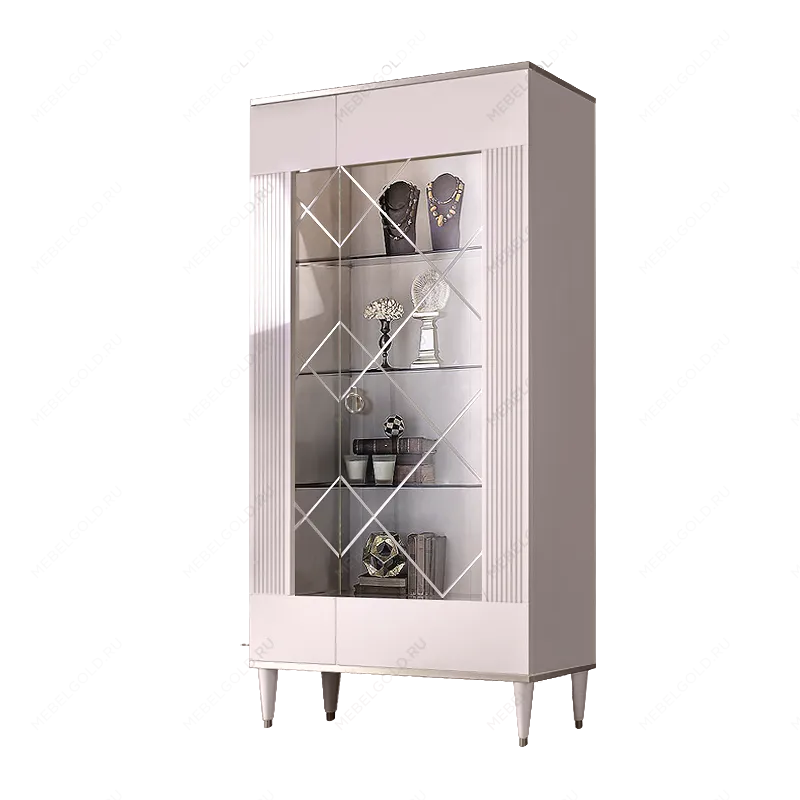 Витрина 2-ств. Римини СОЛО (Белый/Серебро) (Правая) РМВ2-2С(s)