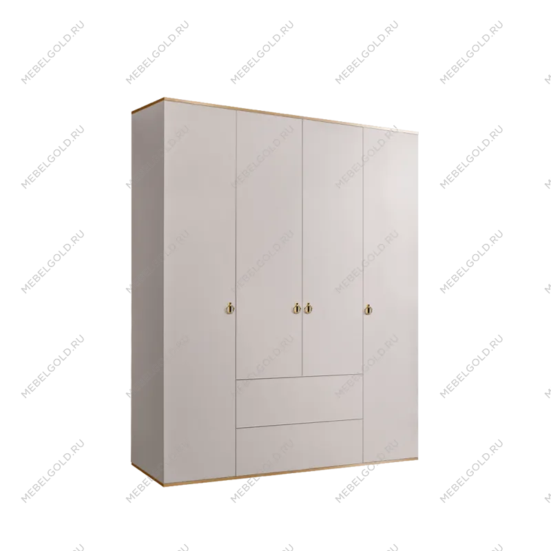 Шкаф 4-х дверный с ящиками Римини (Слоновая кость/Золото) РМШ2/41