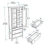 САГА шкаф с витриной 90 МОРУ серый/ясень | изображение 2