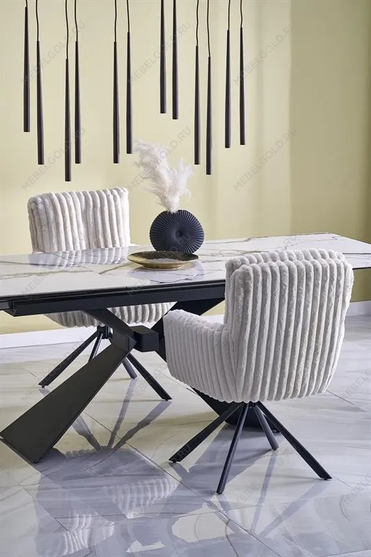 Стол обеденный Halmar LUCIANO 180 раскладной (белый мрамор/черный) | изображение 5