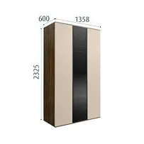 Шкаф 3-х дверный Bogemia Woodline Air (Ваниль/Черный) БМШ2/3(1)