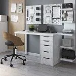 Стол письменный Ингар, 5 ящиков, 140х75х55 см, белый, столешница дуб беленый | изображение 6