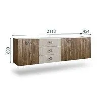 Комод 2.1м Bogemia Woodline Fly Wood Fi (Шелк) (Novabuk/Хром) БМКМ-5