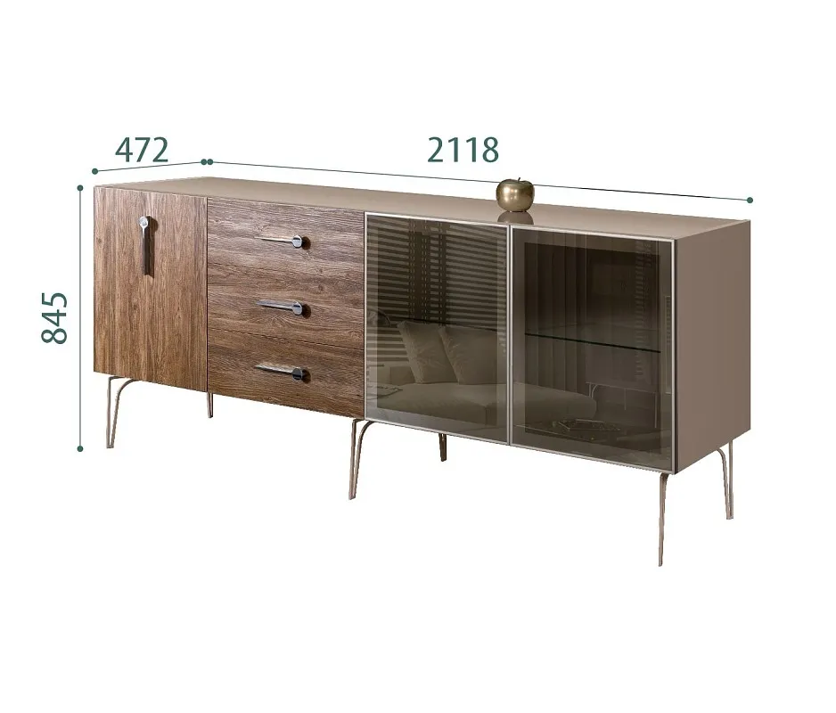 Комод 2.1м Bogemia Wood Wo (Мокка) (Lakobel/Хром) БМКМ-5(Wo)[5][10]