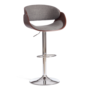 Барный стул LANDO (mod.4036), металл/дерево/ткань, 59х51х93-114 см, высота сиденья 62-83 см, серый/орех/хром, Aimcasa 28
