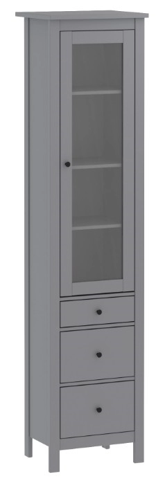 Шкаф с витриной Сага, 50х41х215 см, серый