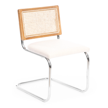 Стул MANI, дерево вяз, ротанг/ткань лен, металлический каркас, Груша (№3), 46х46х78 см