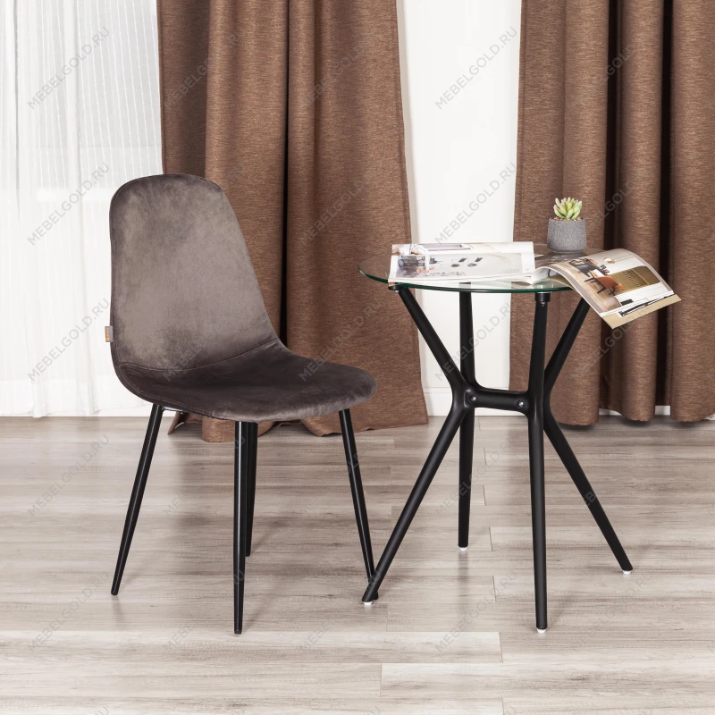 Стул BREEZE (mod. JSC-58), Велюр/металл, 44 х 53 х 86 см, Dark grey (темно-серый) HLR24 / черный | изображение 9