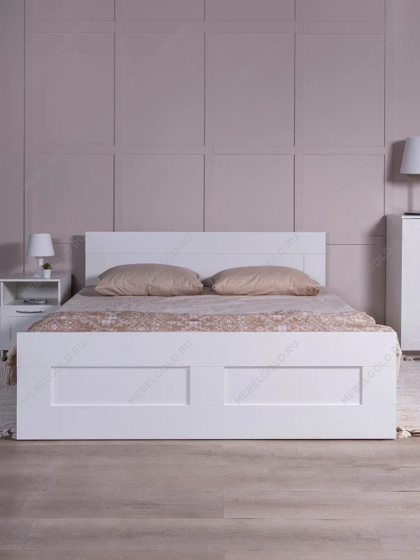 Кровать двуспальная Сириус, 160х200 см, белая | изображение 1