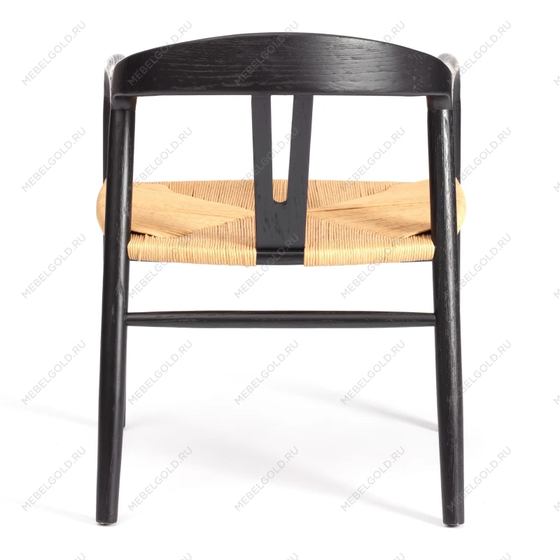 Стул VALI, дерево вяз/бечевка, черный, 50х46х77 см | изображение 3