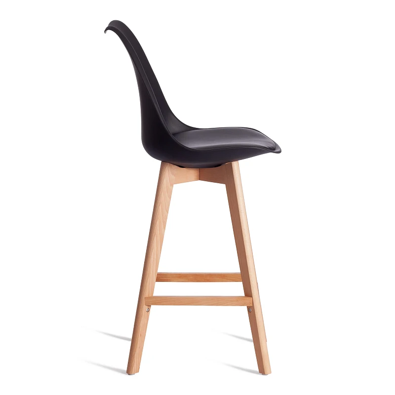 Стул барный TULIP BAR (mod. C1014H-1)/1 шт. в упаковке, пластик/дерево, 42 х 47,5 х 104 см, Black (Черный) 3010/ натуральный | изображение 1
