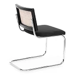 Стул MANI, дерево вяз, ротанг/ткань лен, металлический каркас, черный, 46х46х78 см | изображение 2