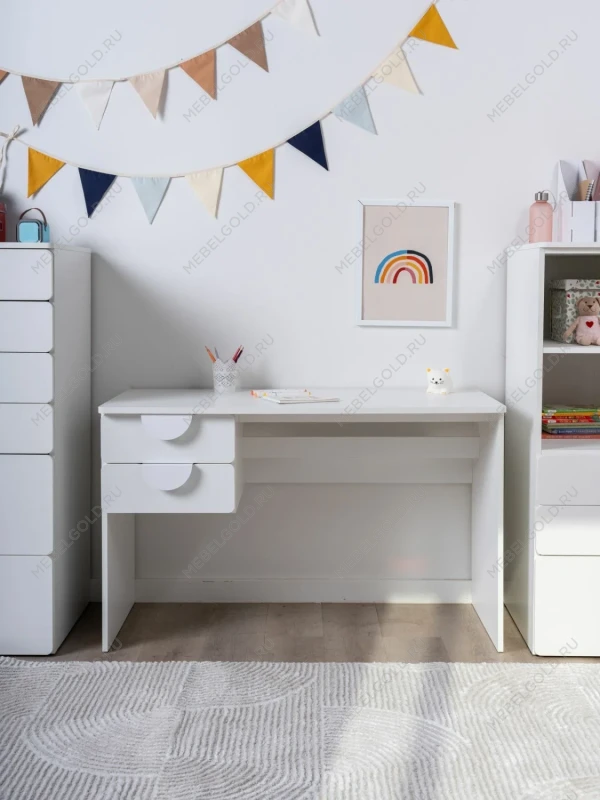 Стол письменный детский Пикси 120х75х57, белый (робкий подснежник)
