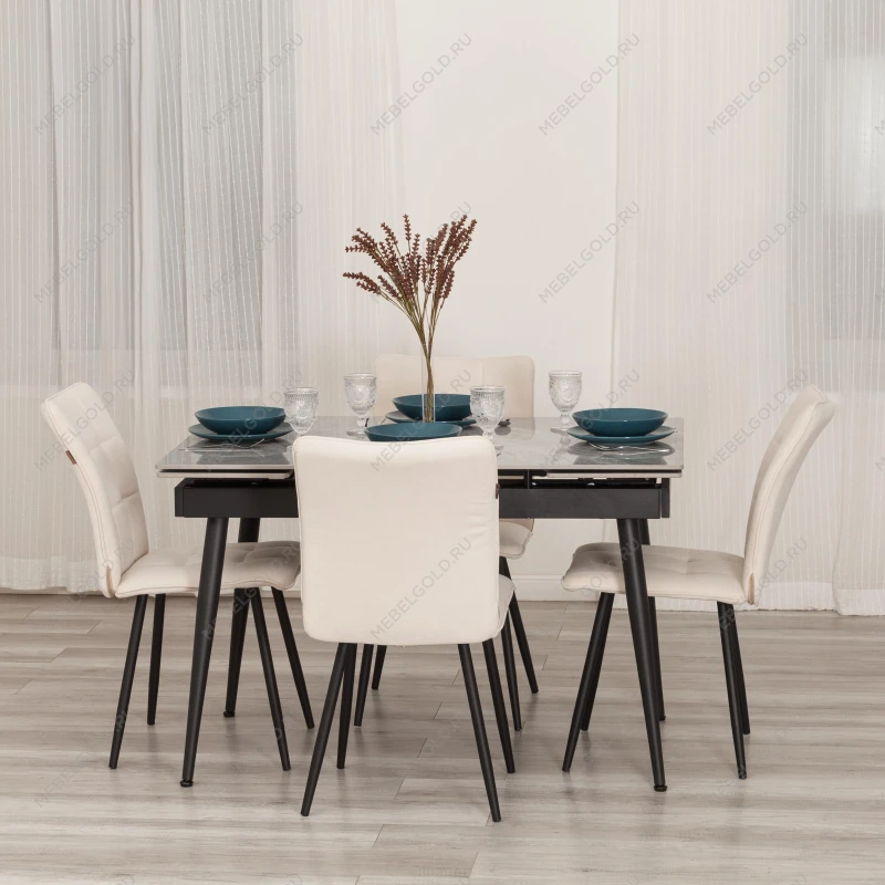 Стул обеденный Bari, LT, флок, молочный/черный, 4, 41х55х89 см | изображение 10